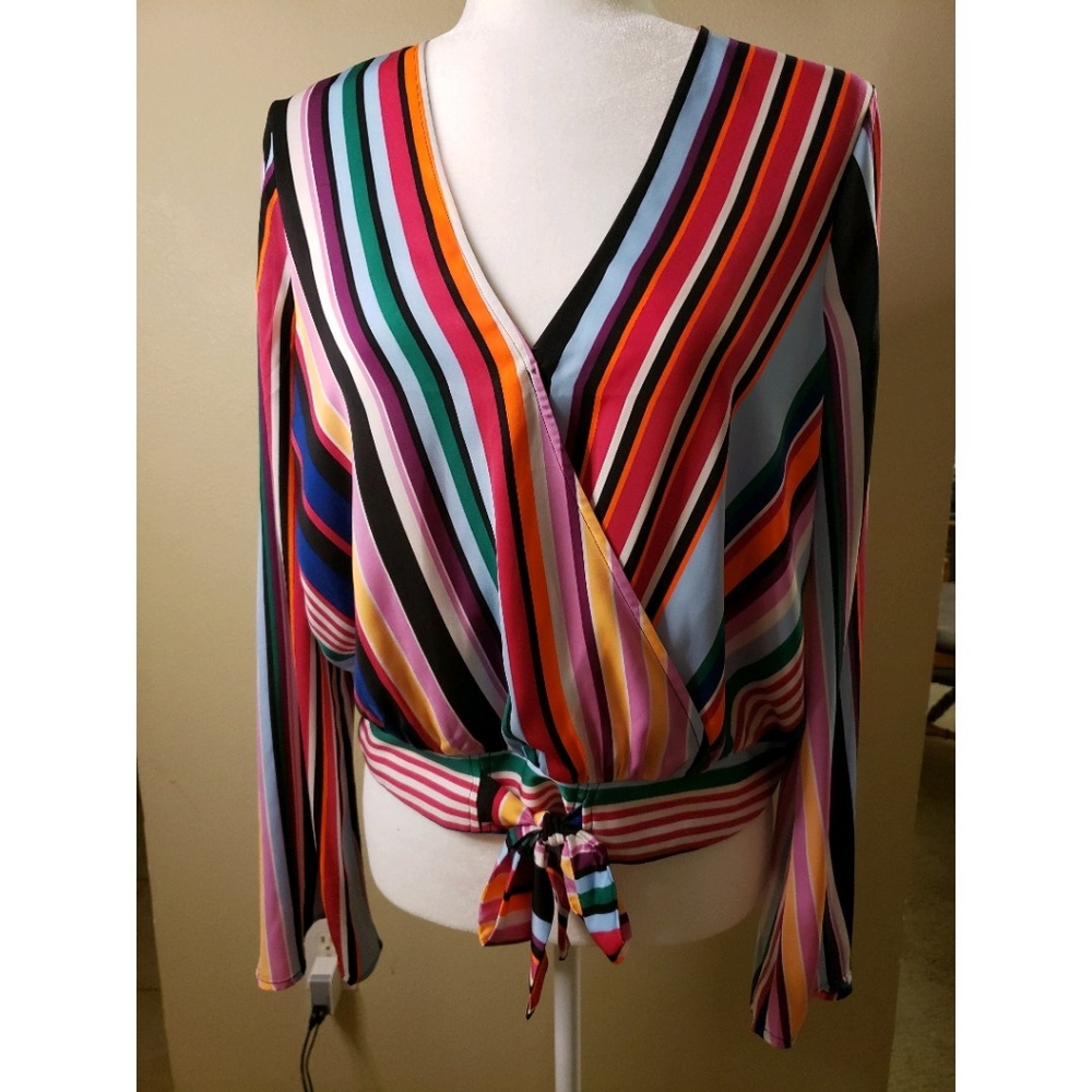 EXPRESS | multicolor v-neck blouse - Picture 1 of 2